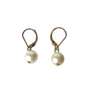 Vintage Gold Plated Faux Pearl Drop Earrings Sterling Silver 925 Lever Back